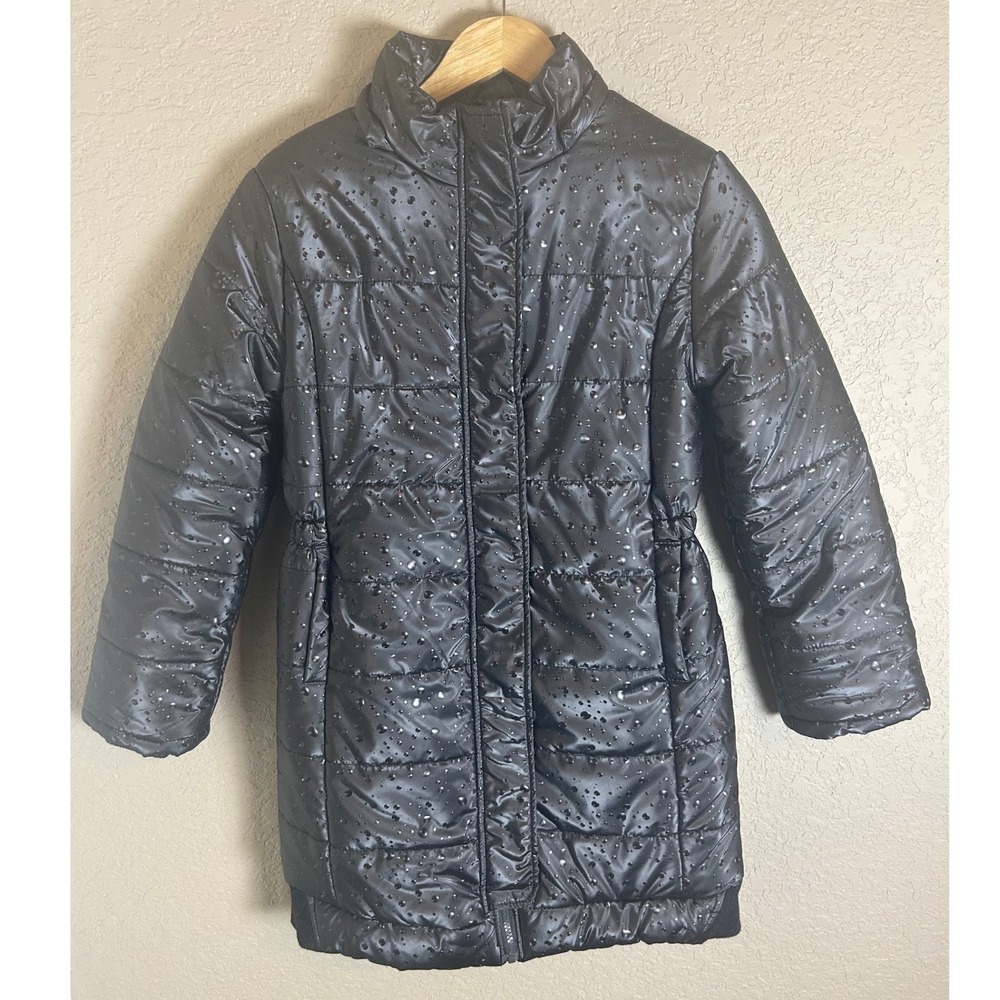 Imoga Puffer Jacket Girls 12 Black Raindrop Print Zion Coat